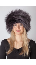 Dark blue fox fur hat